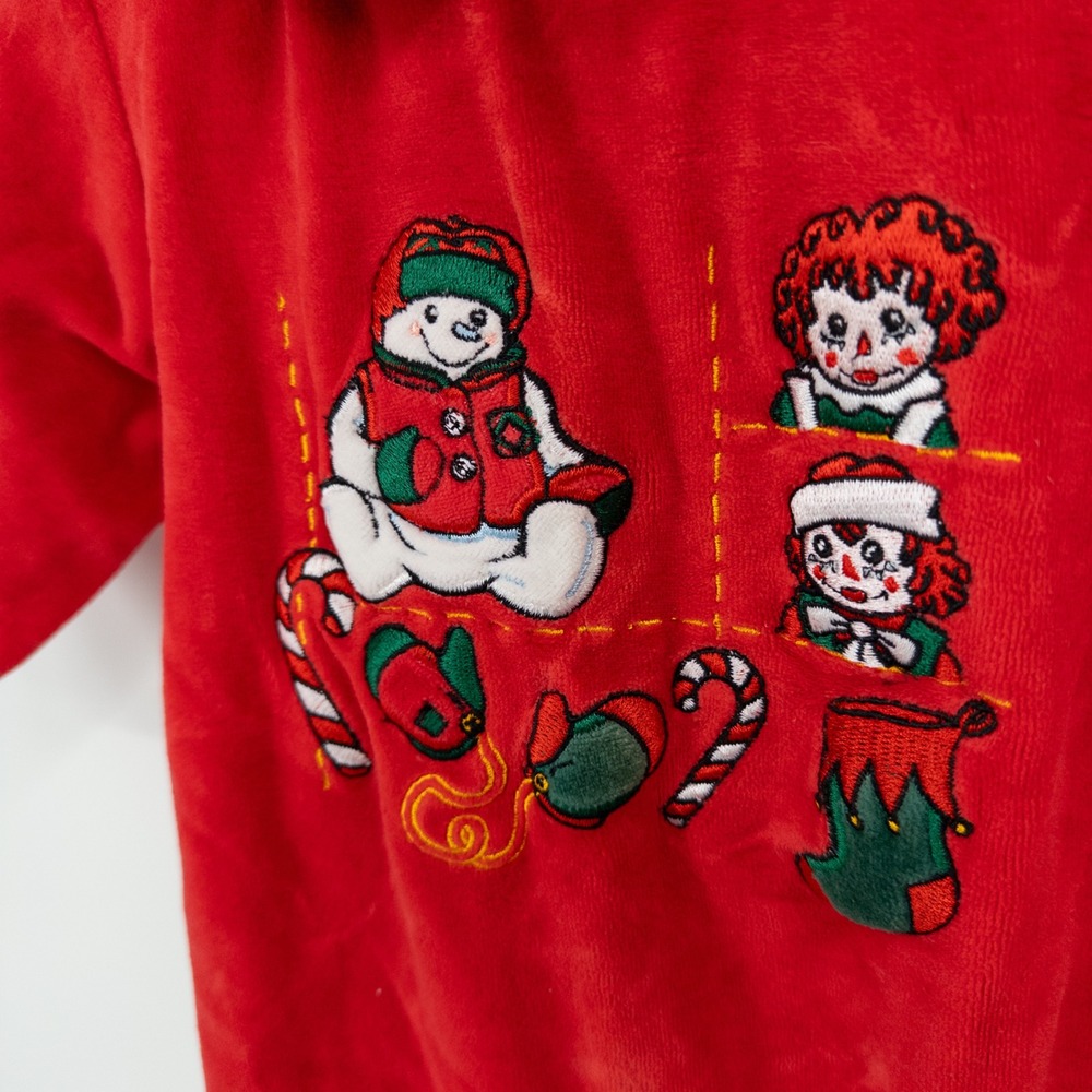 Vintage 90s Raggedy Ann Christmas Baby Romper 3-6 Months Snowden & Friends Red - Picture 4 of 9